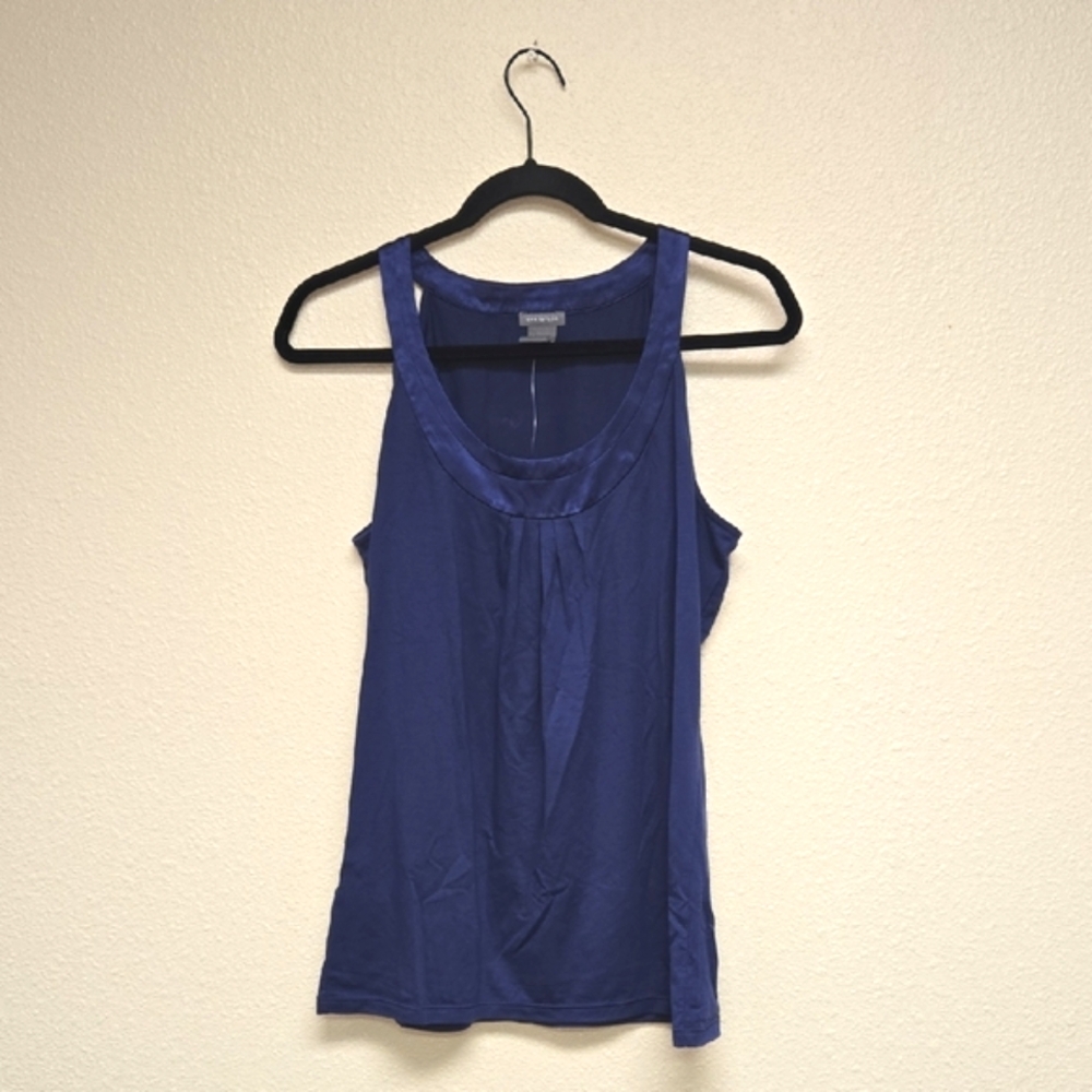 Ann Taylor Royal Blue Satin Yoke Tank